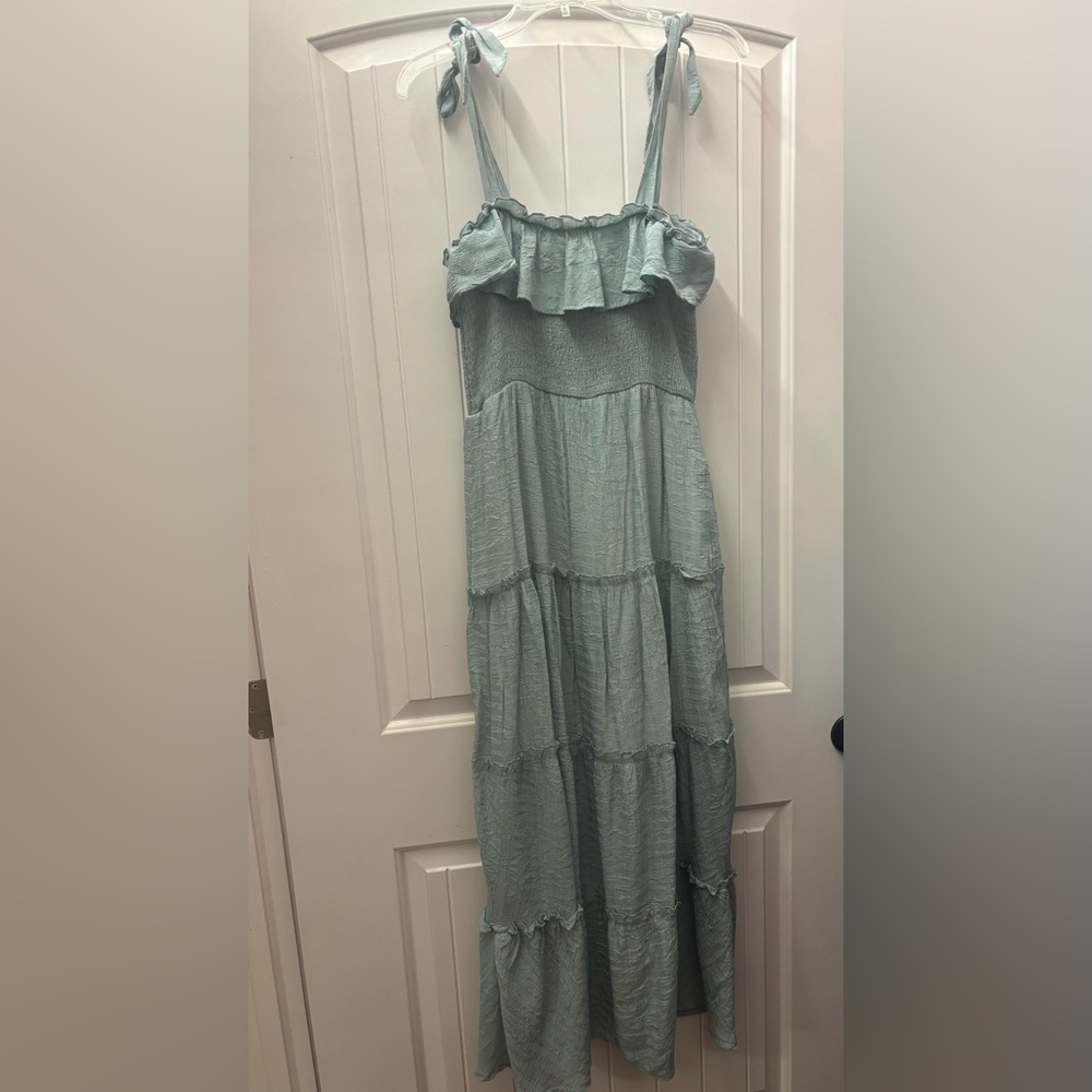 Altar'd State Light Sage Tiered Maxi Dress